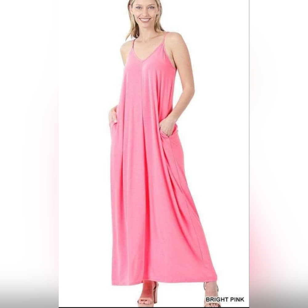 Something Simple Pink Maxi Dress Sz S NWOT